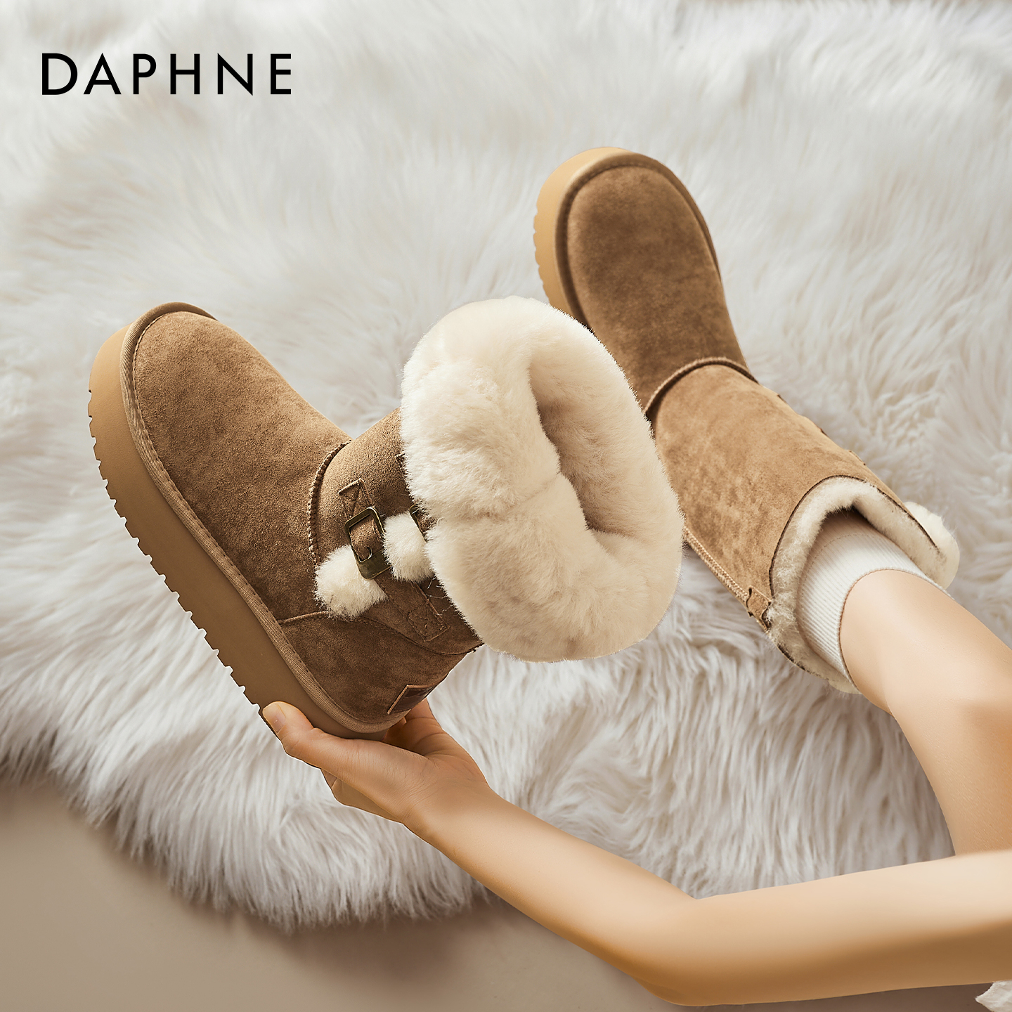 达芙妮防寒保暖雪地靴女厚底