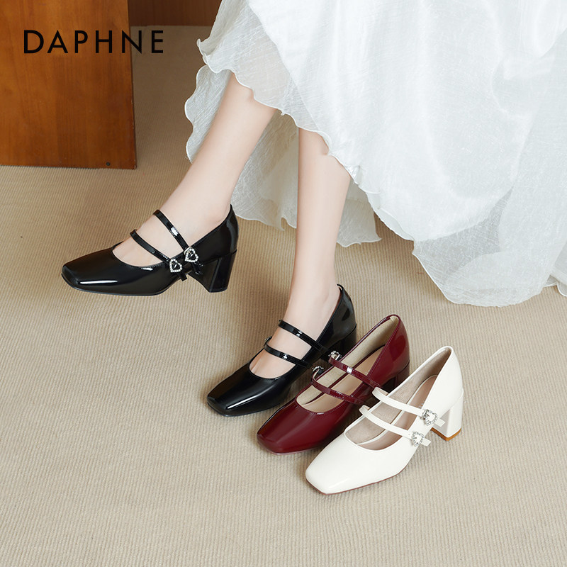 达芙妮粗跟玛丽珍女鞋2026年春款女鞋早春漂亮单鞋女粗跟高跟鞋女