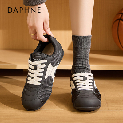 达芙妮黑色德训鞋女百搭休闲鞋子