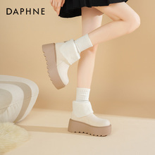 达芙妮厚底雪地靴女款2025新款百搭白色短靴加绒保暖棉鞋子女鞋冬