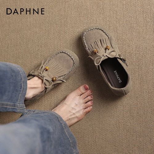 达芙妮全包勃肯鞋女流苏单鞋