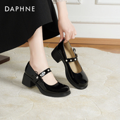 女高跟鞋 2026新款 春英伦风黑色小皮鞋 达芙妮玛丽珍鞋 粗跟单鞋 子女