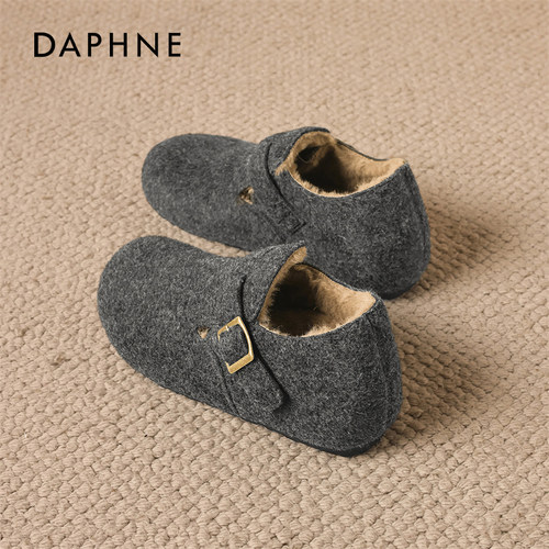 达芙妮加绒加厚勃肯拖鞋女
