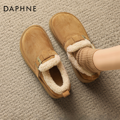 达芙妮加绒勃肯鞋女厚底全包棉鞋