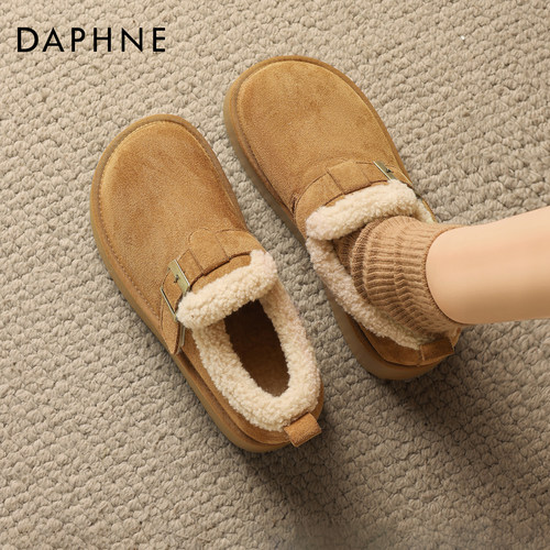 达芙妮加绒勃肯鞋女厚底全包棉鞋