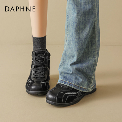 达芙妮黑色运动德训鞋加绒雪地靴