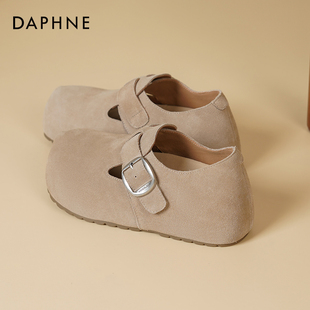 达芙妮厚底勃肯鞋女2026新款春季女鞋真皮单鞋一脚蹬内增高鞋子女