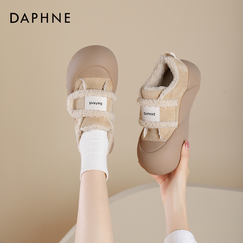 加绒羊羔毛毛鞋棉鞋达芙妮