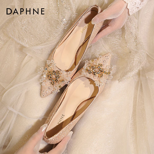 达芙妮高跟鞋女春秋气质婚鞋单鞋