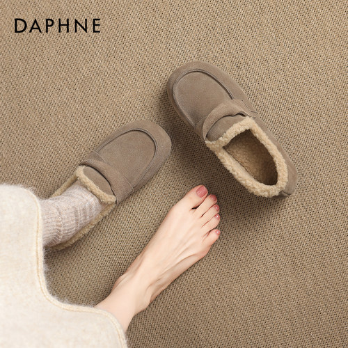 达芙妮平底加绒勃肯鞋保暖单鞋女