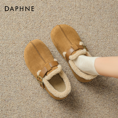 达芙妮勃肯鞋女鞋冬保暖毛绒厚底