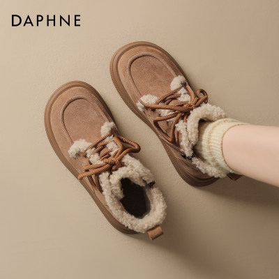达芙妮加绒加厚棕色厚底雪地靴女