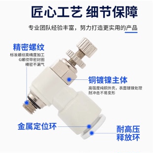 气动可调接头气管调节阀节流气缸调速阀SL4 M4微型迷你