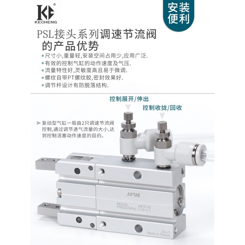 亚德客气缸气管接头ASL节流调速阀PSL4/6/8/10/12-M3M501020304AB