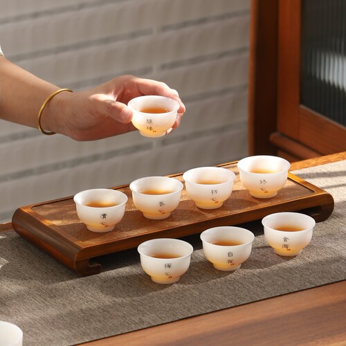 冰种璞玉德化白瓷功夫茶杯套装