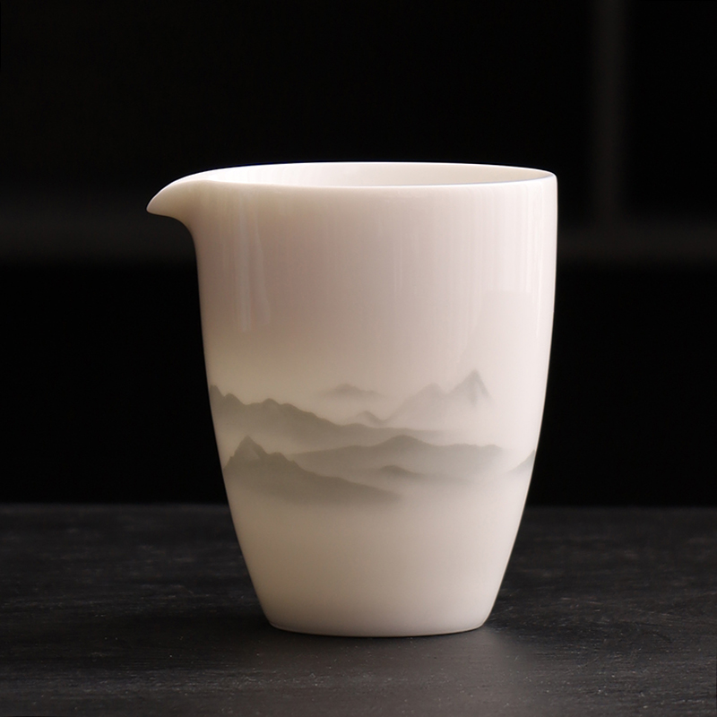 羊脂玉瓷公道杯茶漏组合