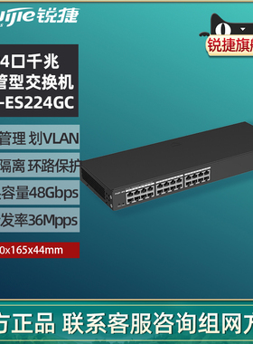 Ruijie/锐捷睿易网络交换机RG-ES224GC 24口全千兆监控交换机 企业级网管型 上机架防雷分线器 官方旗舰店