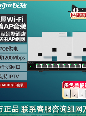 Ruijie锐捷睿易中央路由器RG-EAP102E薄款套装 无线AP面板+POE网关AC一体机 全屋WiFi组网覆盖官方旗舰店