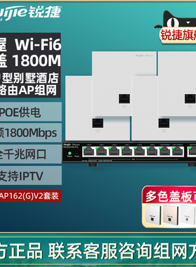 Ruijie锐捷睿易WiFi6无线AP面板套装RG-EAP162G V2全屋WiFi覆盖路由器AC千兆POE网关大户型酒店办公企业组网