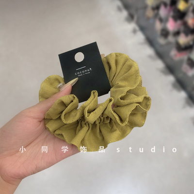 韩国饰品2025新款高级精致芥末黄棉麻布艺小蛮腰发圈发绳头绳头饰