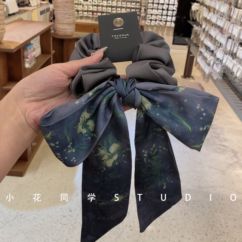 满天星油画晕染蝴蝶结飘带发圈