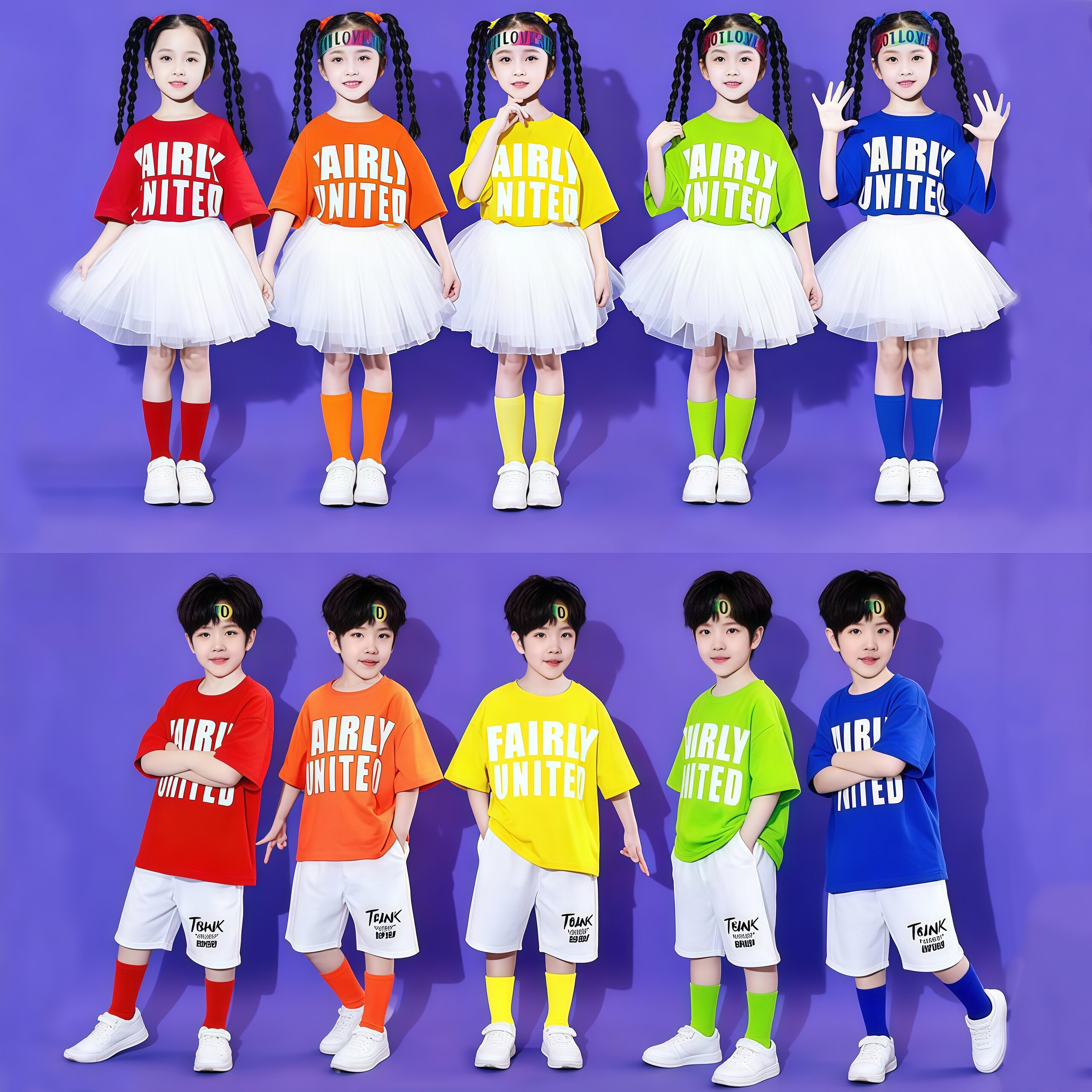 六一儿童啦啦队演出服幼儿园男女童舞蹈服小学生合唱纱裙表演服装