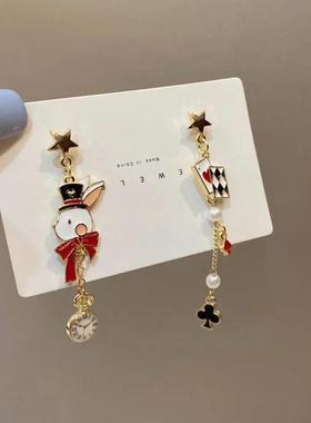 Self Designed S925 Needle Personality Funny Poker Earrings C