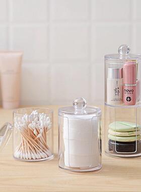 Acrylic Storage Box Makeup Cotton Swab Container Round Plast
