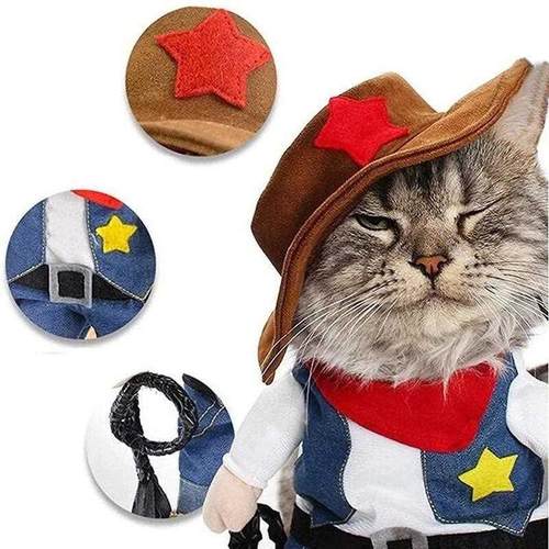 Funny Pet Dog Cat Halloween Costume Dog Cowboy Clothes Pet D