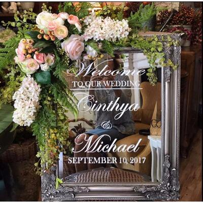 Wedding Welcome Mirror Vinyl er Simple Design Personalized N