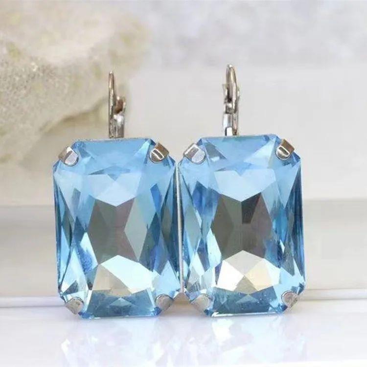 Lake Blue Water Drop Cubic Zirconia Earrings Women