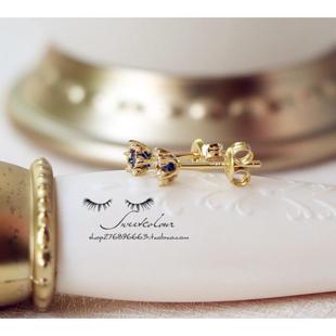 Plated 18K Earrings Sterling Crystal Silver Blue S925 Gold