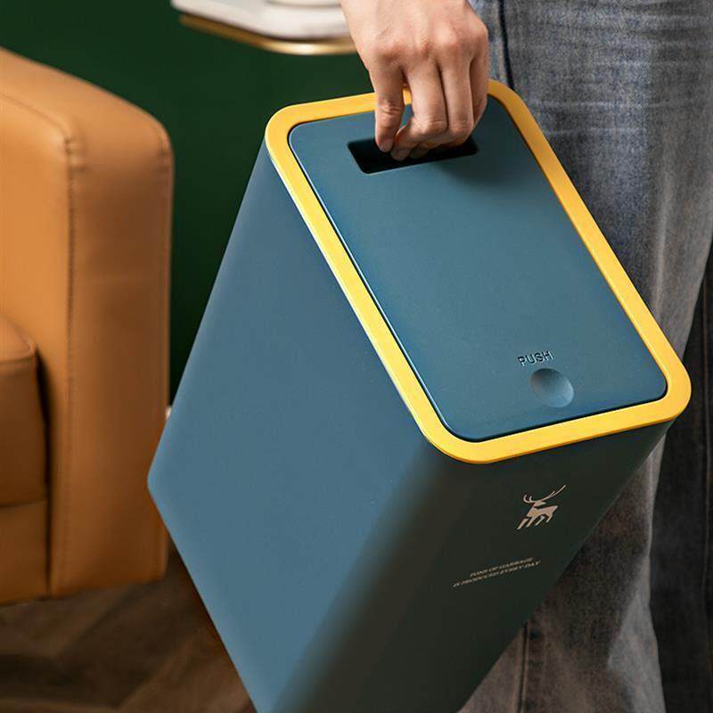 Rubbish Can Kitchen Toilet Trash with Press Lid Garbage Bin