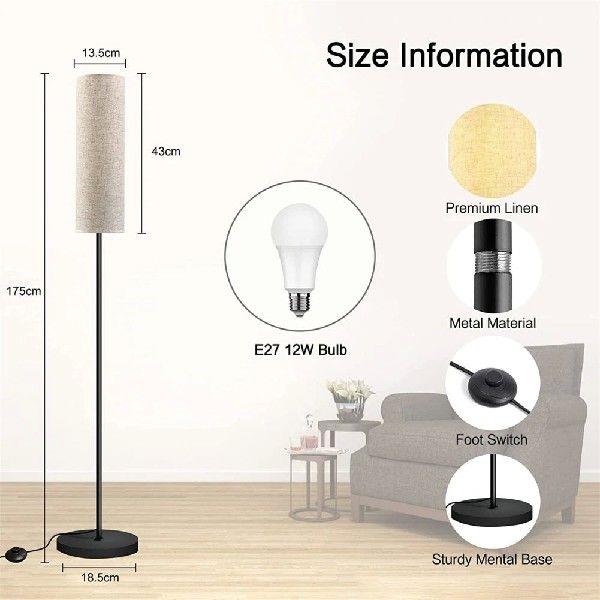 LED Floor Lamp With 3 Color 9w E27 Light Bulb Linen