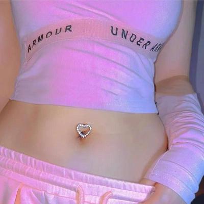 1PCS Stainless Steel CZ Belly Button Piercing Heart Navel Ba