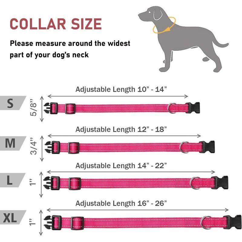 Reflective Dog Collar Strap With Adjustable Safety Nylon Pet