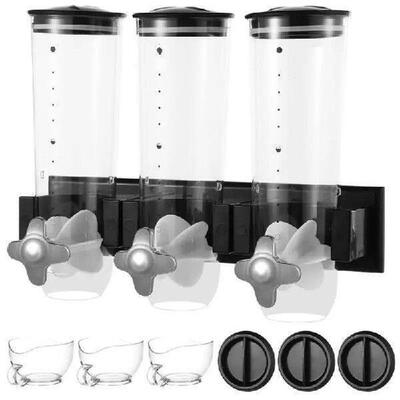 3-Headed Wall-Mounted Cereal Dispenser 4.5L Large Capacity
