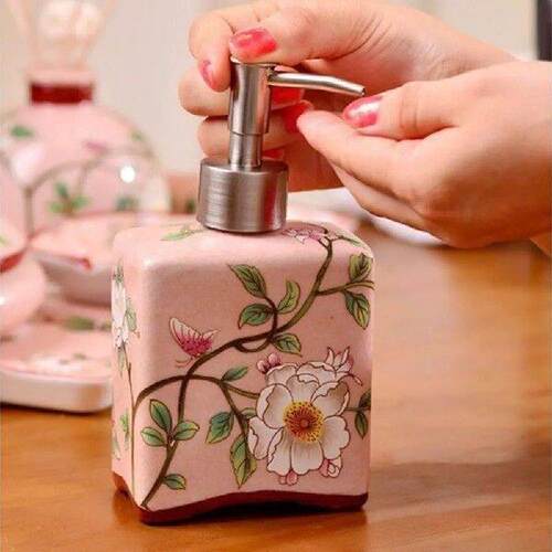 Ceramic Soap Bottle Vintage Soap Dispenser Hand Soap Pump