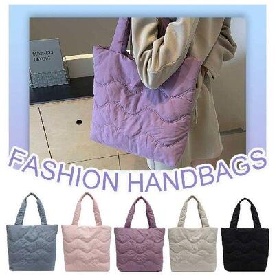 Puffer Tote Bag for Women Quilted Shoulder Bag with Zipper