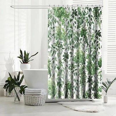 Botanical Shower Curtain with 12 Hooks Pastoral Style