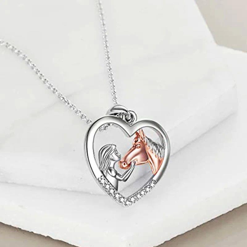 Creative Girl and Horse Friendship Necklace for Women Human