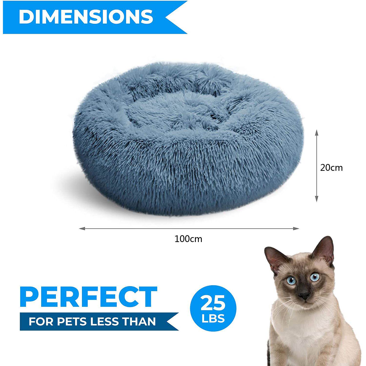 Round Cat Bed Dogs Bed House Kennel Pet Mats Soft Long Plush
