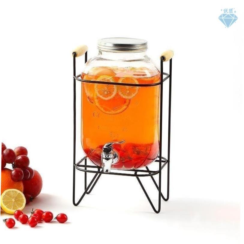 Lead free glass jar with a bottle of wine juice household