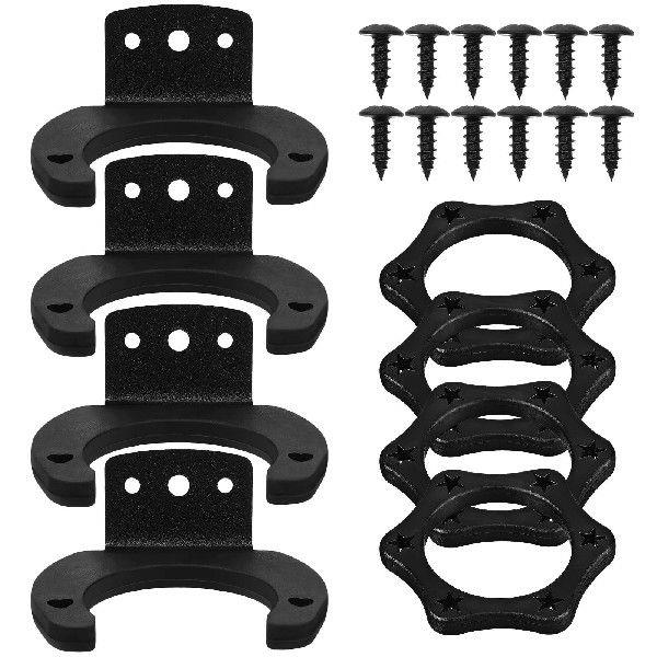 4 Sets Microphone Black Silicone Hook Hanger + Hexagonal
