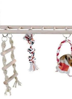 Hanging Wood Pet Cage Parrot Climbing Ladder Bridge Swing