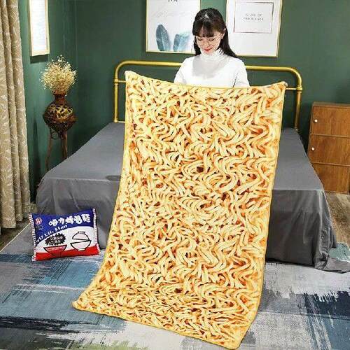 Simulation Instant Noodles Plush Pillow With Blanket