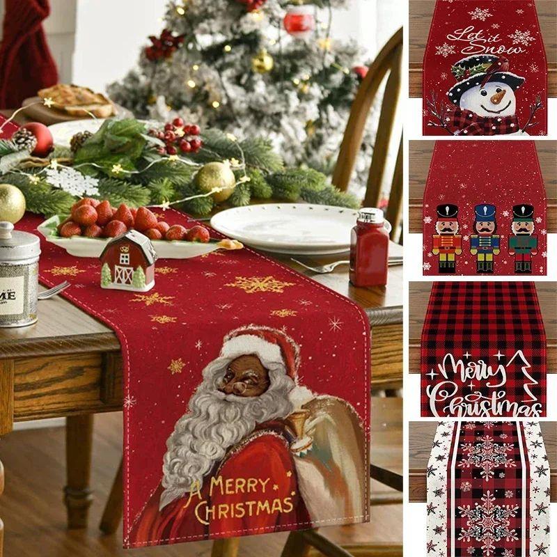 Christmas Table Runner Tablecloth Xmas Party Table Decor Hal
