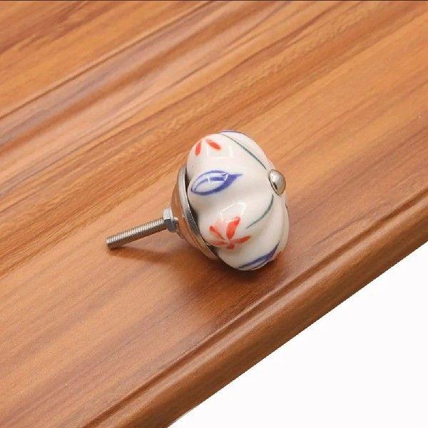 Blue White Floral Cabinet Pumpkin Shape Furniture Hardware