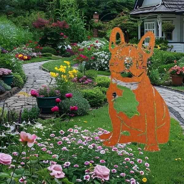 Fashion Robust Rusty Dog Ornaments Weatherproof iron Dog