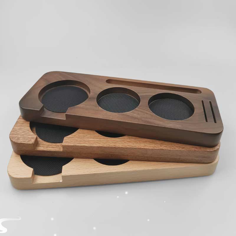 1pc Wooden Coffee Tamper Stand Presser Holder Mat For